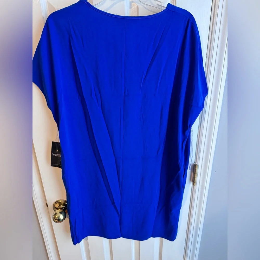 American Living Relaxed T Shirt Dress in Slinky Polyester Royal Blue NWT